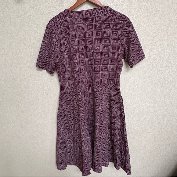 Effie’s Heart Dress Maroon Burgundy Geometric Women’s Tie Front XL Pockets - Picture 2 of 7